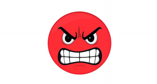 Angry red face emoticon furious expression cartoon character digital illustration
