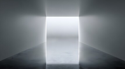 Empty corridor with a bright light at the end.