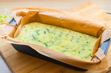 パウンドケーキの型に入れた生地