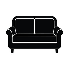 Modern black silhouette sofa vector on white background