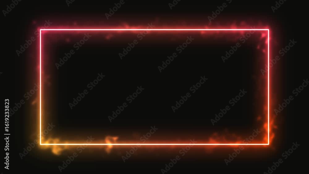 Poster a neon frame with a fire effect around it. the frame is bright and colorful, and it would be perfect