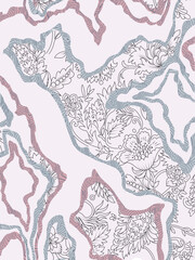 tropical green palm leaf tree and flower background