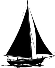 sailing ship silhouette, boat, sail, sailboat, sailing, yacht, sea, water, ship, ocean, travel, sport, nautical, vessel, wind, vector, sky, silhouette, vacation, cruise, race, summer, sails, mast, ill
