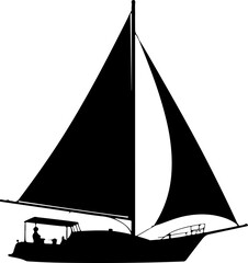 sailing ship silhouette, boat, sail, sailboat, sailing, yacht, sea, water, ship, ocean, travel, sport, nautical, vessel, wind, vector, sky, silhouette, vacation, cruise, race, summer, sails, mast, ill