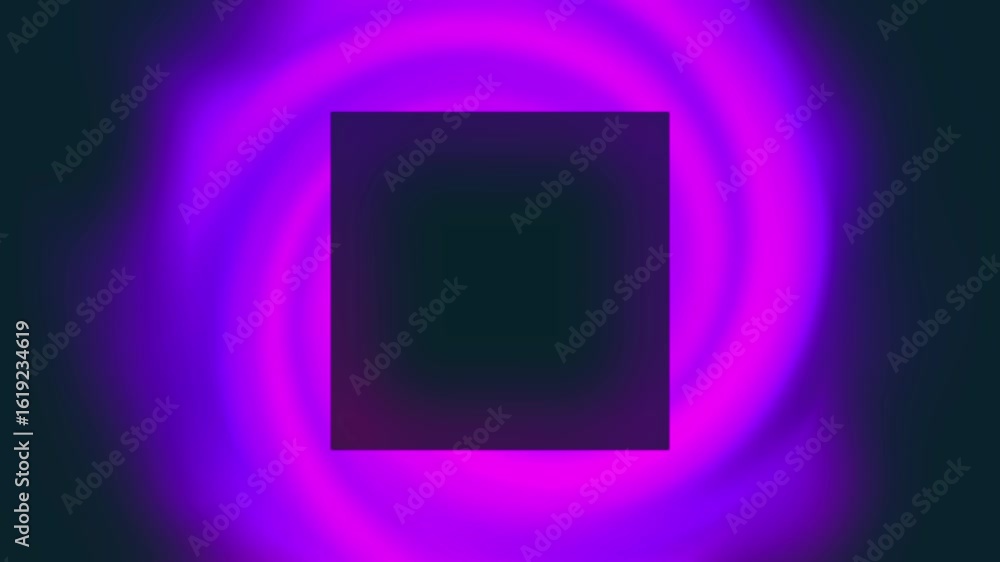 Poster a black square is surrounded by a swirling, vibrant purple and blue light. the light appears to be m