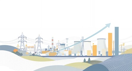 Obraz premium Energy Production Growth Power Plant Landscape Industrial Development Electricity Generation