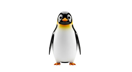 Fototapeta premium A cartoon penguin stands facing forward against a white background.