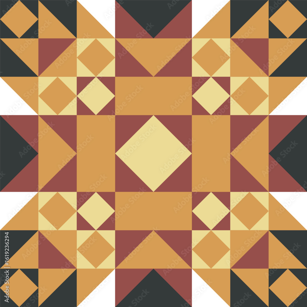 Poster geometric detailed patchwork block pattern for textile design background