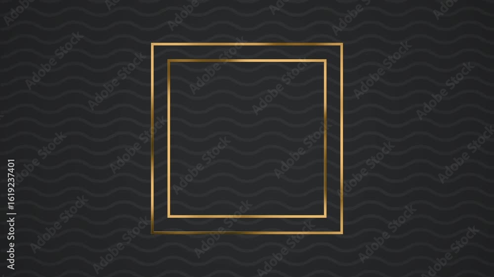 Aufkleber the video showcases a golden frame, with a double border, animating on a black background with a sub