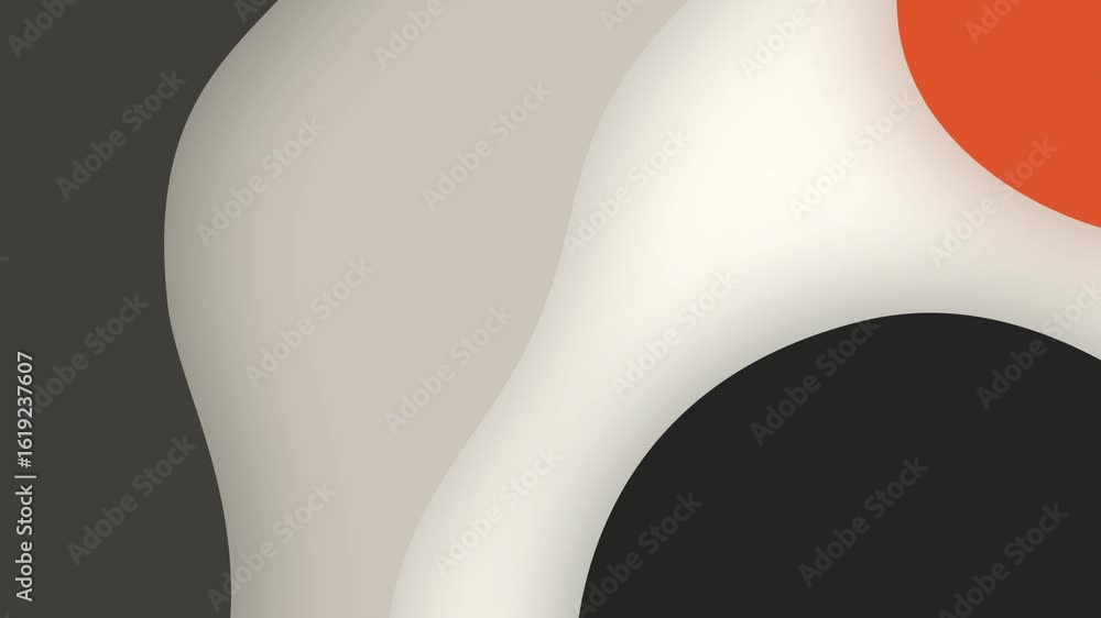 Poster a close-up shot of three abstract shapes in black, white, and orange. the shapes appear to be floati