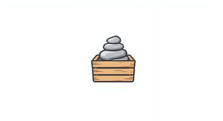 Stacked Stones in Wooden Crate Zen Spa Wellness Illustration