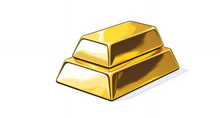 Two Gold Bars Stacked Precious Metal Wealth Finance Illustration