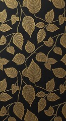 Elegant golden leaves pattern on dark background creates sophisticated wallpaper