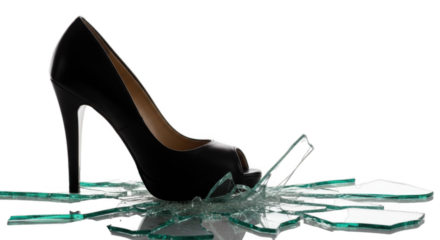 Elegant Black Peep Toe High Heel Shoe Shattering Glass PNG For Fashion And Style PNG