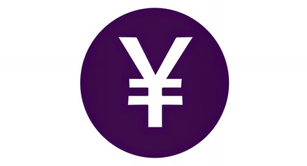 Yen symbol currency sign financial icon purple background digital money  economic graphic