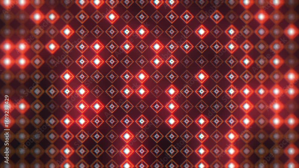 Poster a repeating pattern of diamond-shaped lights blinks on and off, creating a mesmerizing effect. the l