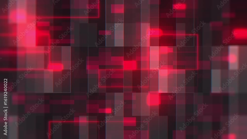 Poster a dynamic background animation with geometric shapes in red and white. the shapes shift, change, and
