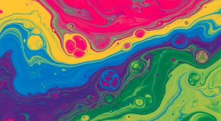 Vibrant Abstract Swirls: A Captivating Display of Fluid Art and Intense Color Harmony