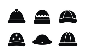 set of Sleeping Hat icon vector silhouette illustration isolated on white background