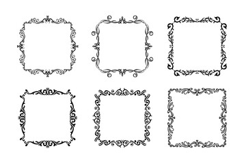 set of decorative frames and vintage ornament borders