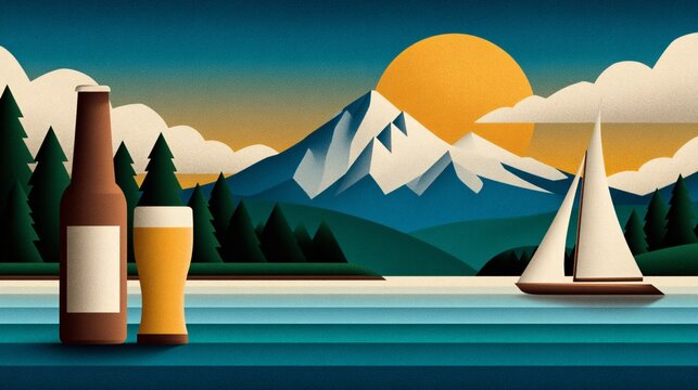 stylized retro poster design promoting craft beer tasting event - Powered by Adobe