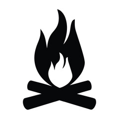 Campfire icon vector illustration, bonfire silhouette, camping fire graphic design element vector