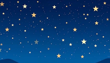 Enchanting night sky background with golden star illustrations for festive designs
