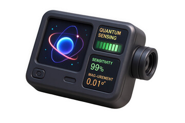 Fototapeta premium Futuristic quantum sensing device showcasing high sensitivity and advanced technology with a vibrant display.