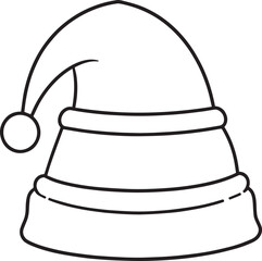 Christmas Santa Hat Silhouette in Black | Festive Cap Illustration Vector Format