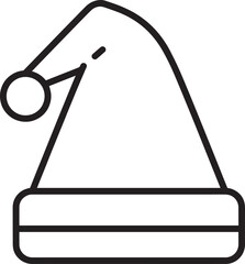 Christmas Santa Hat Silhouette in Black | Festive Cap Illustration Vector Format