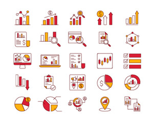 Marketing icons set. Simple outline icons concept.