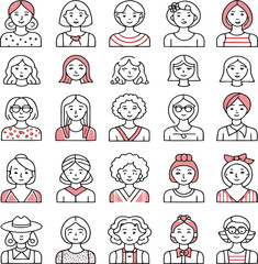 Diverse Female Portraits With Pink Accents women faces