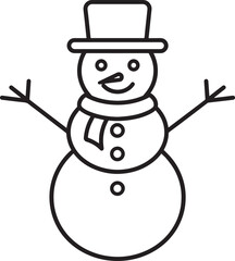 Christmas Snowman Silhouette in Black | Winter Holiday Character Illustration Vector Format