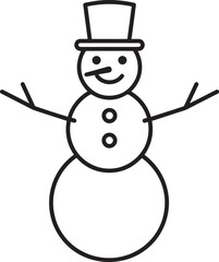 Christmas Snowman Silhouette in Black | Winter Holiday Character Illustration Vector Format