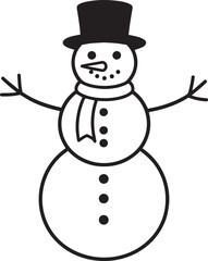 Christmas Snowman Silhouette in Black | Winter Holiday Character Illustration Vector Format