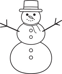 Christmas Snowman Silhouette in Black | Winter Holiday Character Illustration Vector Format