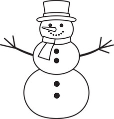 Christmas Snowman Silhouette in Black | Winter Holiday Character Illustration Vector Format