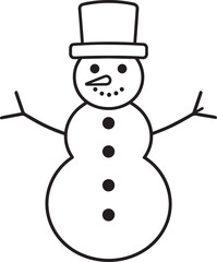Christmas Snowman Silhouette in Black | Winter Holiday Character Illustration Vector Format