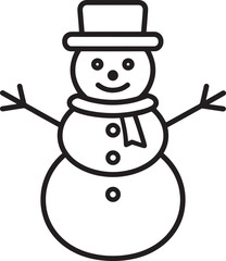 Christmas Snowman Silhouette in Black | Winter Holiday Character Illustration Vector Format