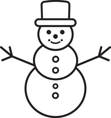 Christmas Snowman Silhouette in Black | Winter Holiday Character Illustration Vector Format