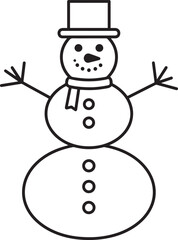 Christmas Snowman Silhouette in Black | Winter Holiday Character Illustration Vector Format