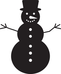 Christmas Snowman Silhouette in Black | Winter Holiday Character Illustration Vector Format