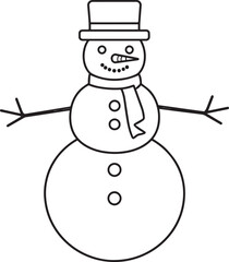 Christmas Snowman Silhouette in Black | Winter Holiday Character Illustration Vector Format