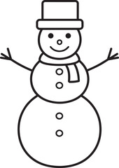 Christmas Snowman Silhouette in Black | Winter Holiday Character Illustration Vector Format