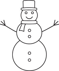 Christmas Snowman Silhouette in Black | Winter Holiday Character Illustration Vector Format