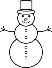 Christmas Snowman Silhouette in Black | Winter Holiday Character Illustration Vector Format