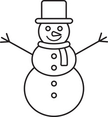 Christmas Snowman Silhouette in Black | Winter Holiday Character Illustration Vector Format