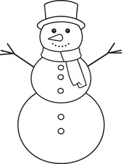Christmas Snowman Silhouette in Black | Winter Holiday Character Illustration Vector Format