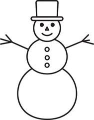 Christmas Snowman Silhouette in Black | Winter Holiday Character Illustration Vector Format