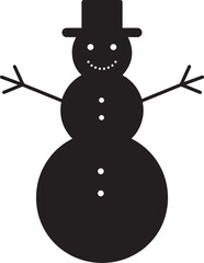 Christmas Snowman Silhouette in Black | Winter Holiday Character Illustration Vector Format